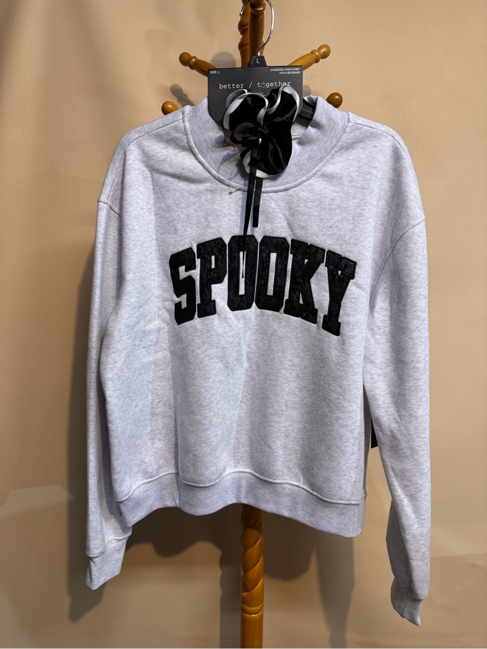 Women’s Better Together Gray "Spooky" Crewneck Sweatshirt Includes Headband